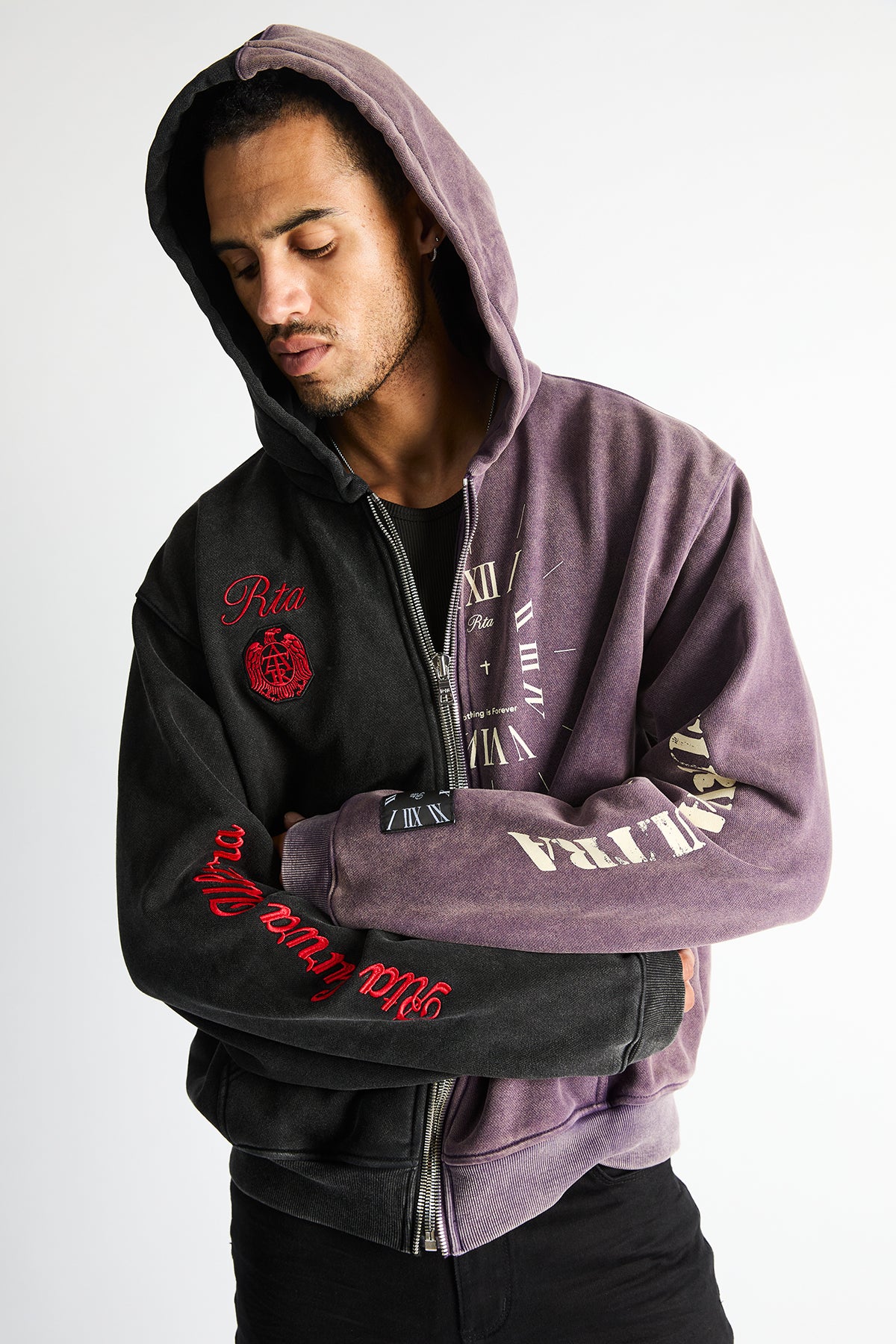 RIKO HALF ZIP UP | BLACK DEEP PURPLE COMBO