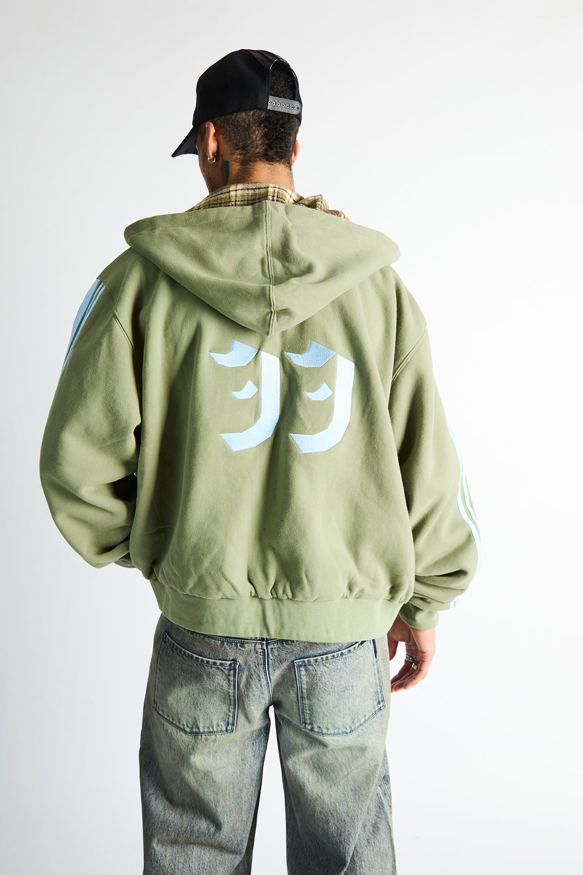 ELEN REVERSIBLE ZIP UP HOODIE | OLIVE PLAID COMBO