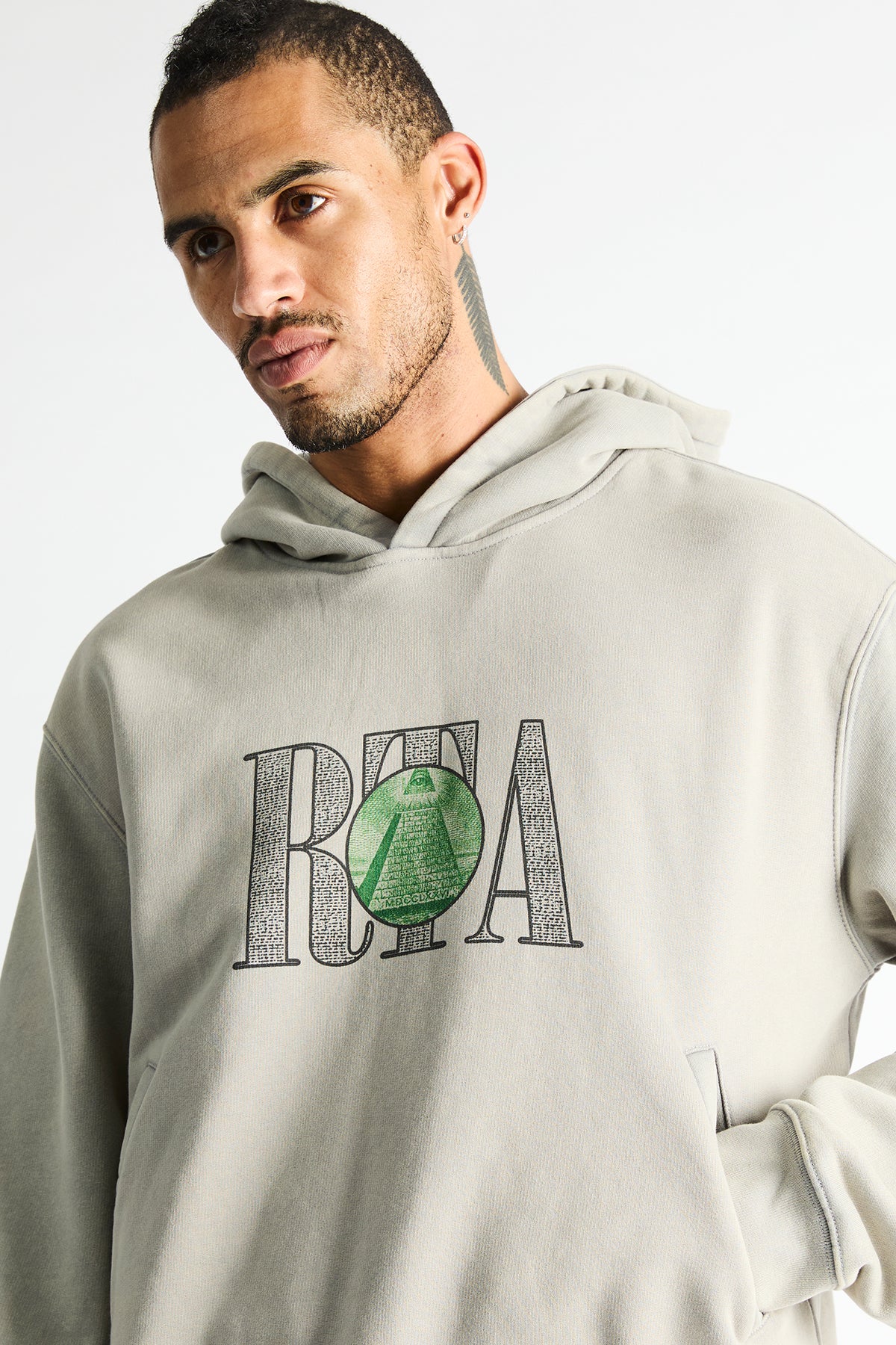 KAM CROPPED OVERSIZED HOODIE | DUSTED GREY MONEY STAMP