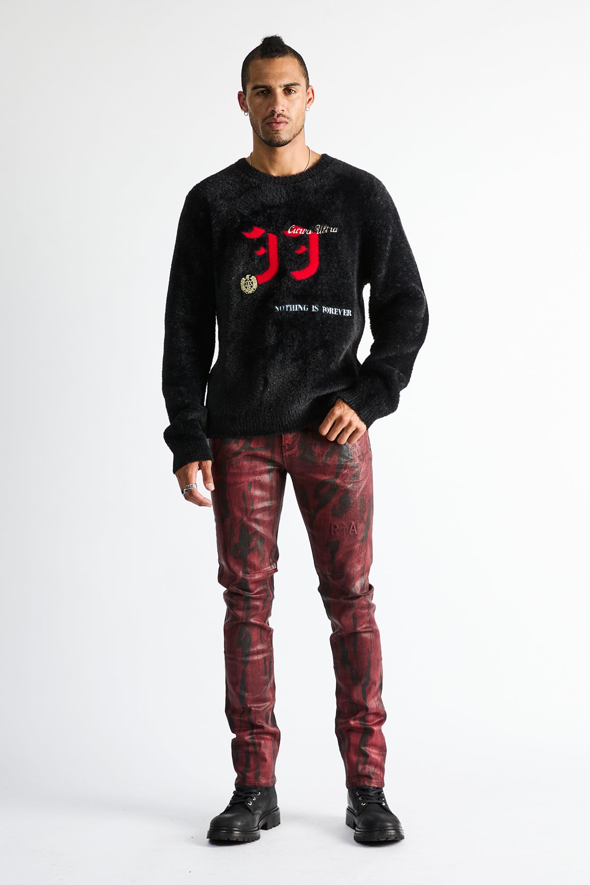 ETHAN LOOSE FIT CREW NECK SWEATER | BLACK CURVA ULTRA