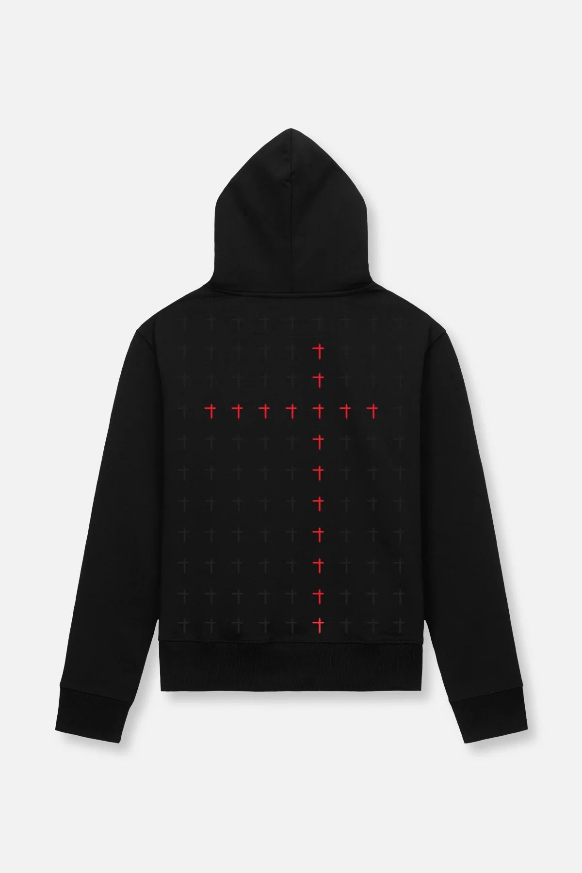 DION HOODIE | BLACK RED LONG CROSS