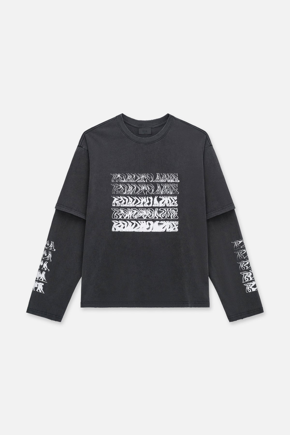 LORIS DOUBLE LAYERED LONG SLEEVE TEE | BLACK SMOKY RTA