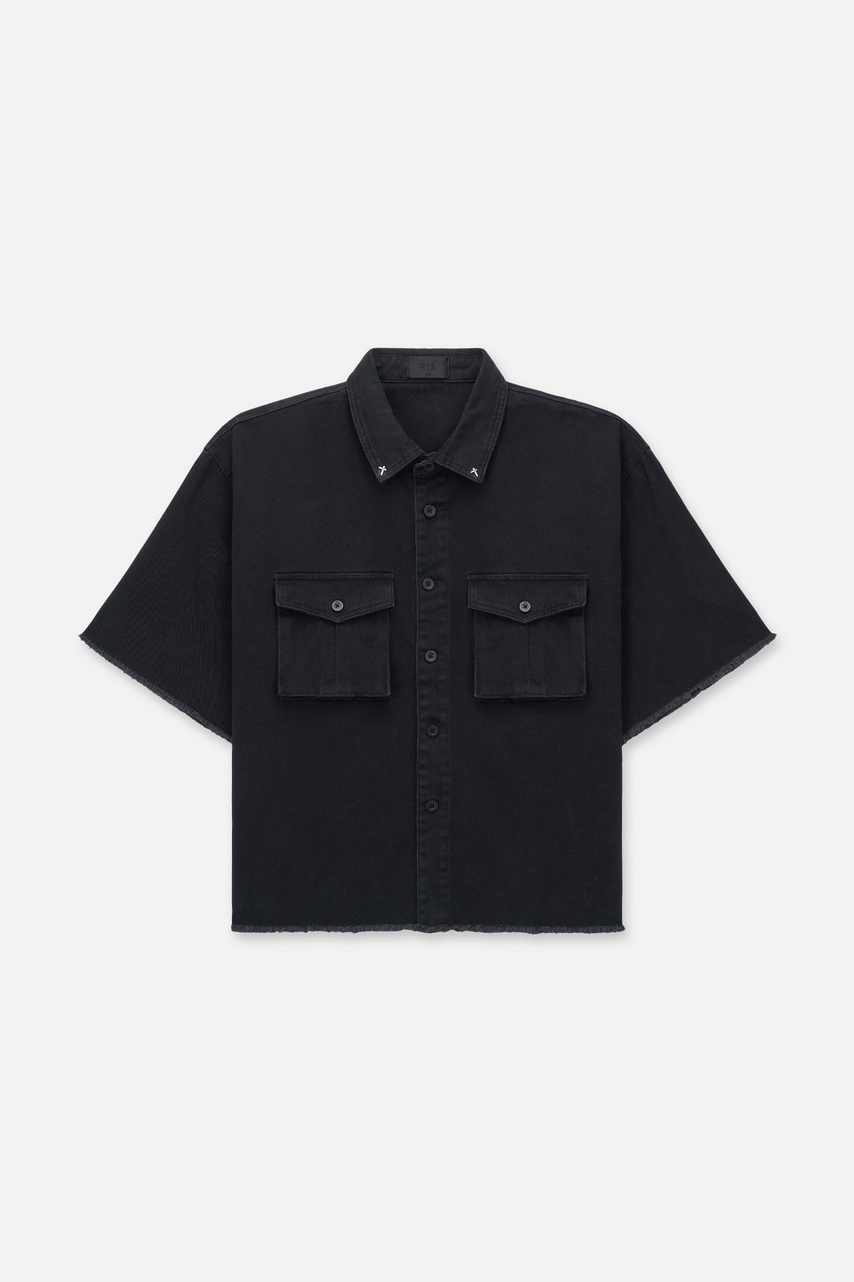 LUCIANO CROPPED DENIM SHIRT | WASHED BLACK