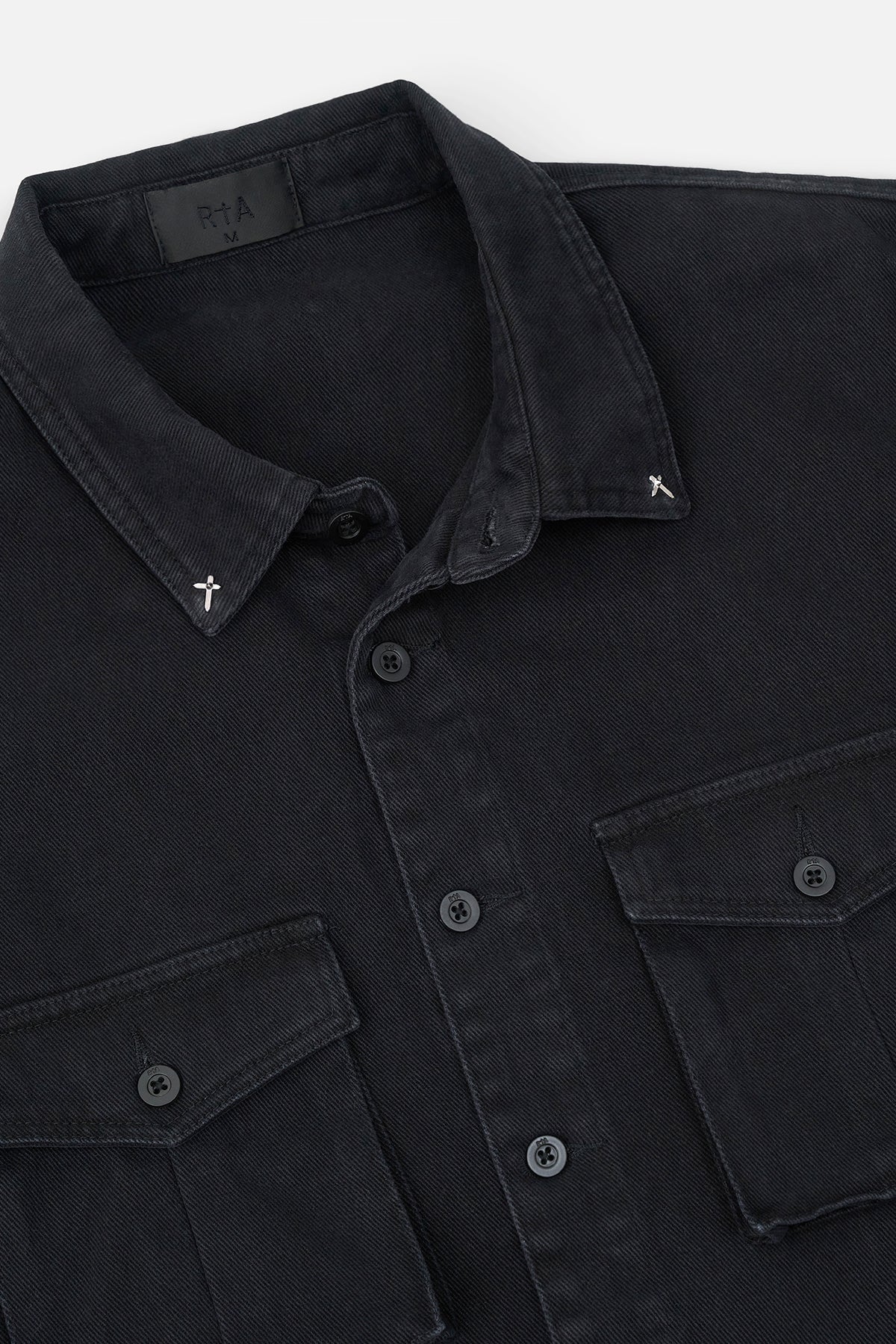 LUCIANO CROPPED DENIM SHIRT | WASHED BLACK