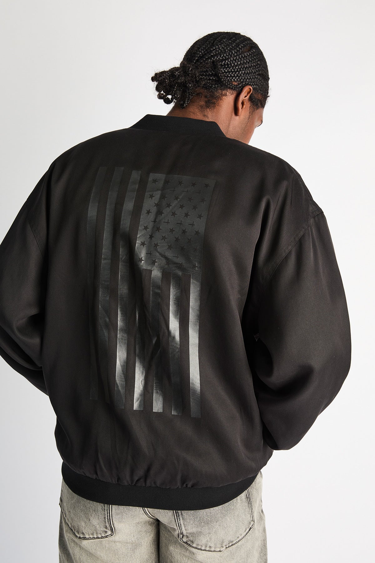 LEONARD BOMBER JACKET | BLACK AMERICAN FLAG