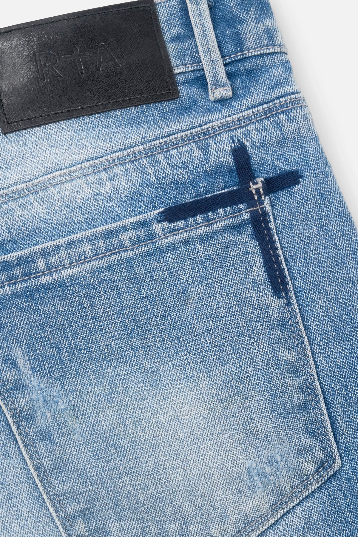 BRYANT STUDDED SKINNY JEAN | RIPPED MEDIUM BLUE CROSS