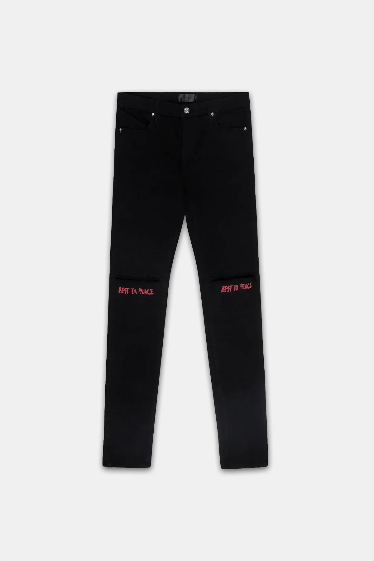 BRYANT RIPPED SKINNY JEAN | BLACK RED REST IN PEACE