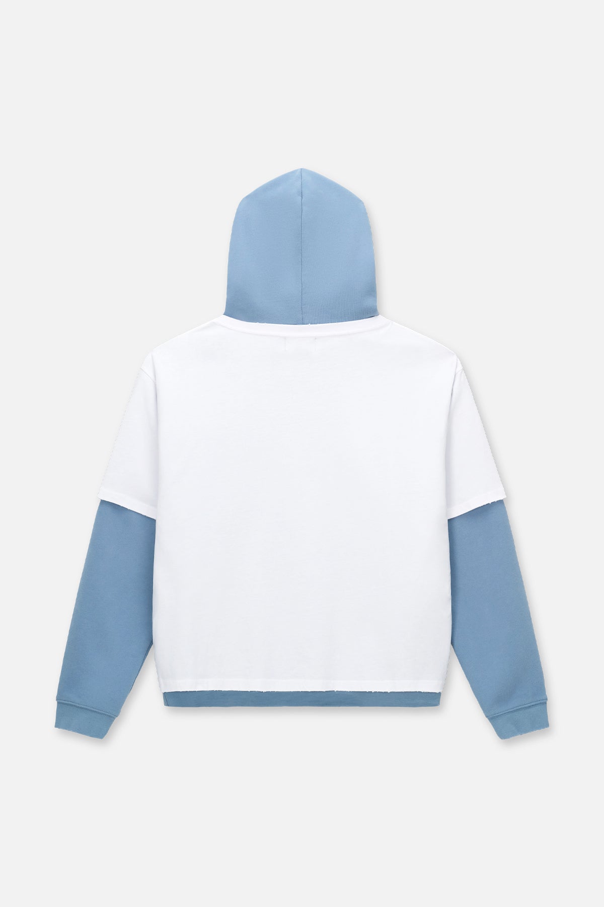 ORIEN LAYERED DISTRESSED HOODIE | DUSTLIGHT BLUE