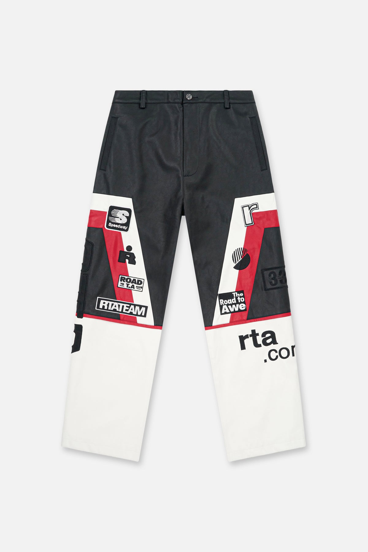 KIAN FAUX LEATHER MOTO PANT | BLACK WHITE MOTORSPORTS