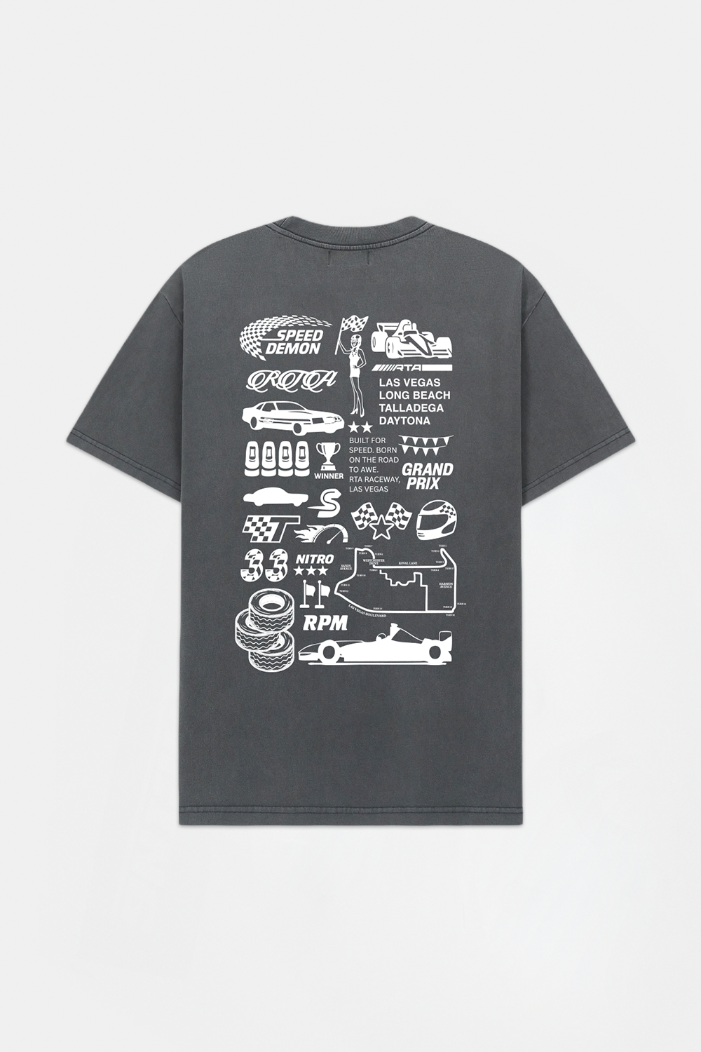 COLIN OVERSIZED SHORT SLEEVE TEE | VINTAGE BLACK MOTO MASH