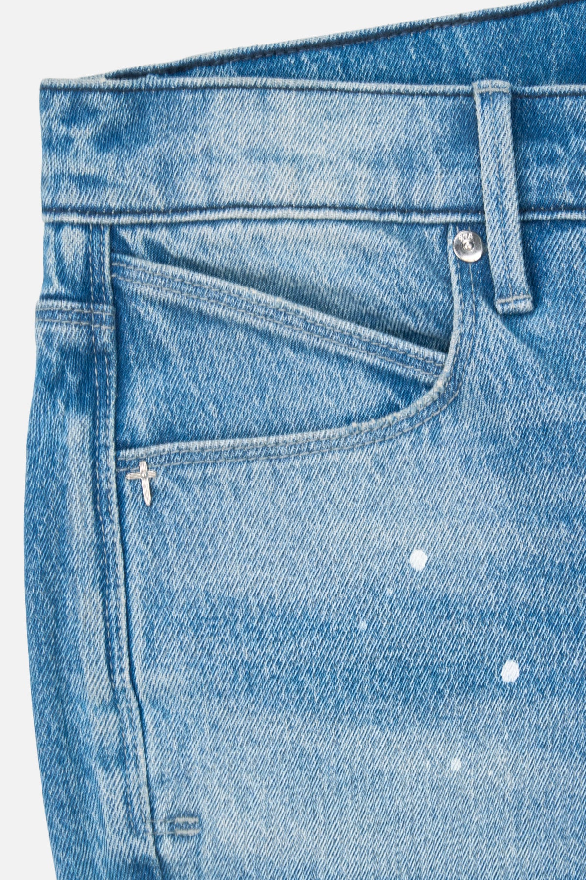 CLAYTON SKINNY JEAN | MEDIUM BLUE PAINTED