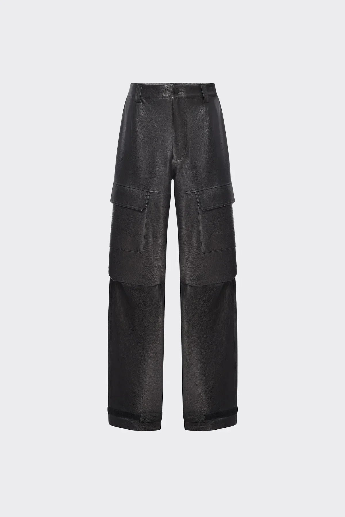 WIDE LEG LEATHER CARGO PANT | BLACK