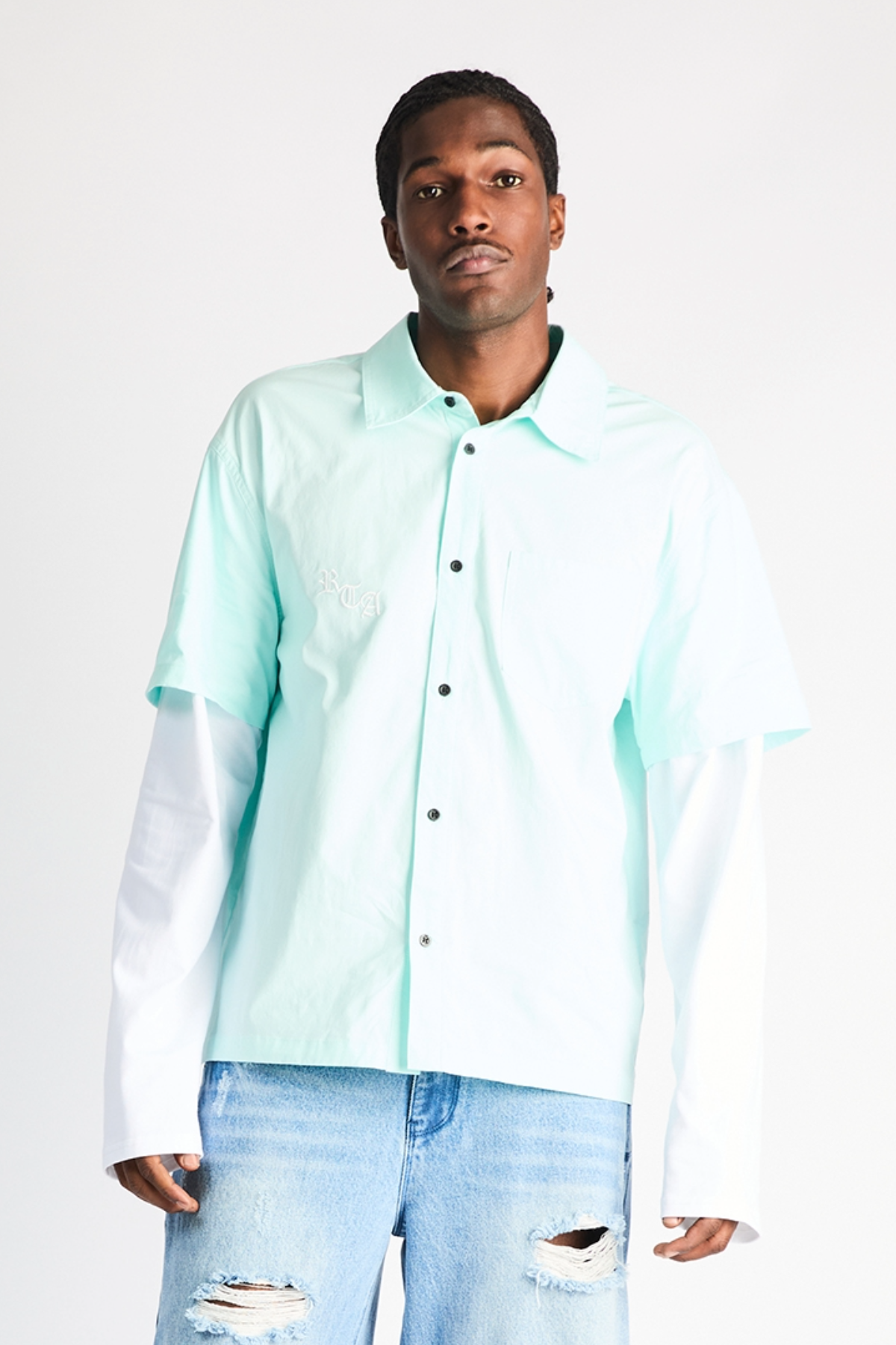 ERIK DOUBLE LAYERED SHIRT | BLUE LIGHT RTA FLAG