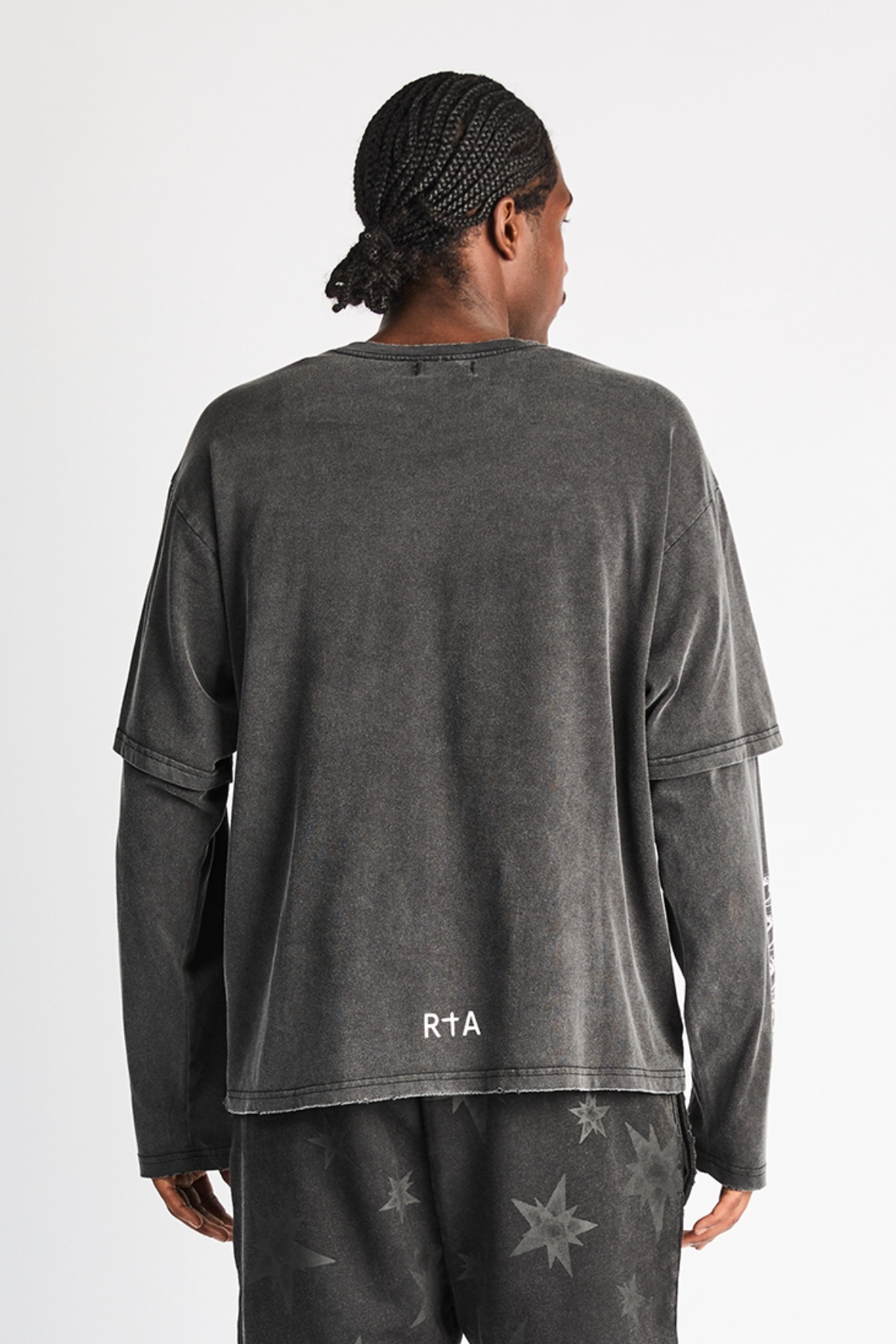 LORIS DOUBLE LAYERED LONG SLEEVE TEE | BLACK SMOKY RTA