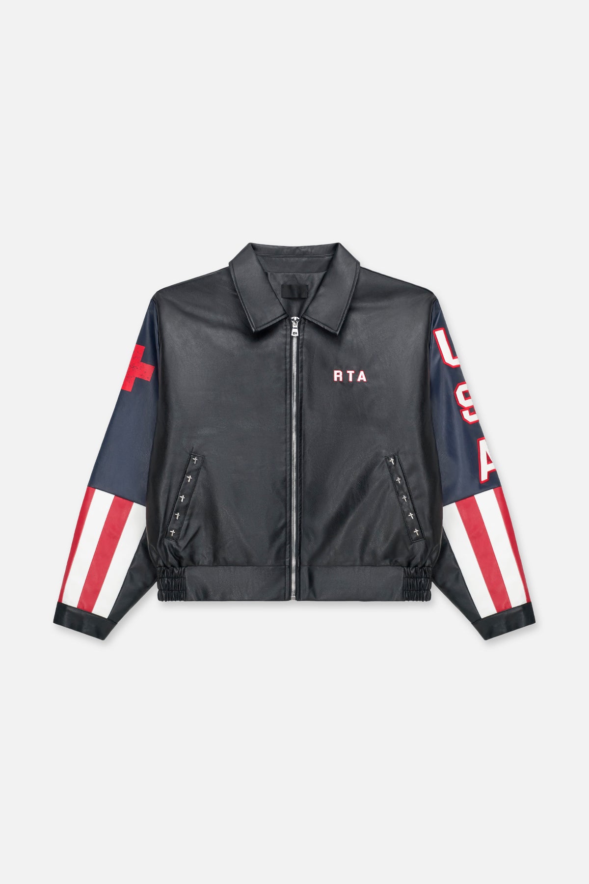AVEN FAUX LEATHER BOMBER JACKET | BLACK USA
